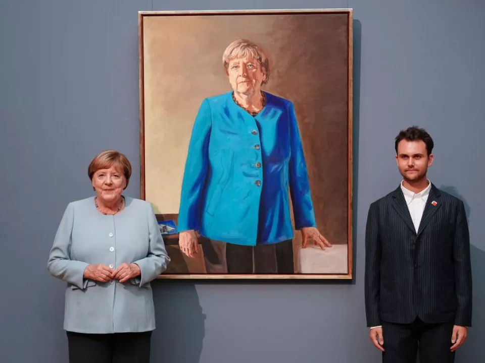 Angela Merkel und ihr Porträtist Jérémie Queyras