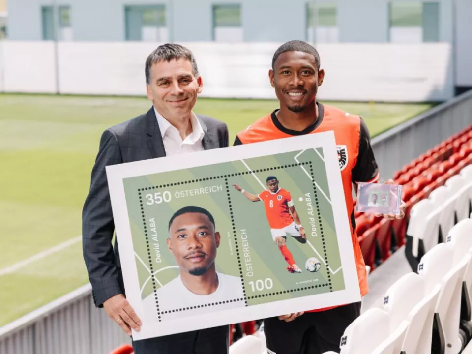 David Alaba auf neuer Briefmarke der Österreichischen Post