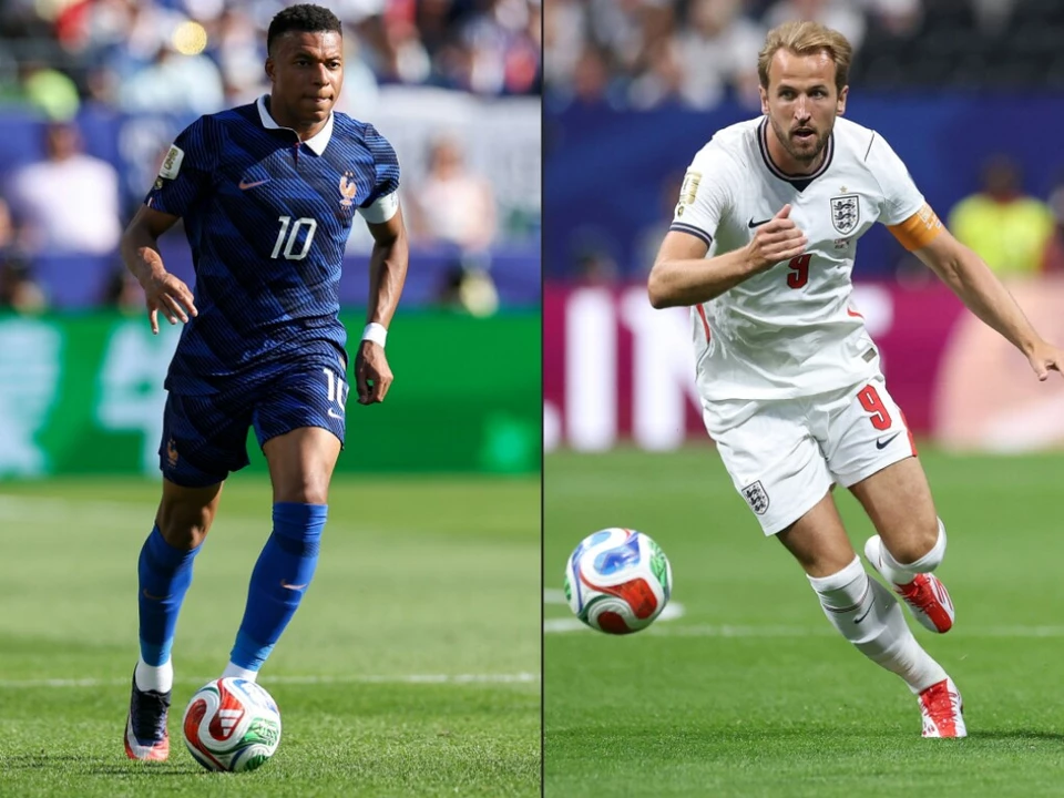 Mbappe (l.) hat bei der WM zwei Tore mehr am Konto als Kane