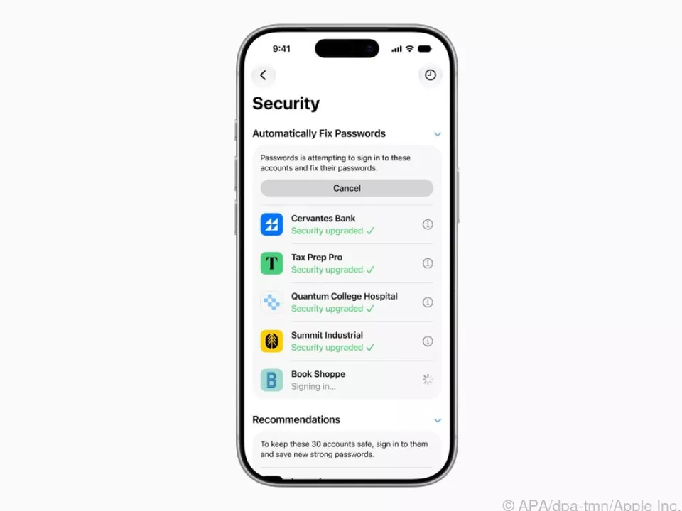 Die Passwörter-App soll künftig vor schwachen Passwörtern warnen
