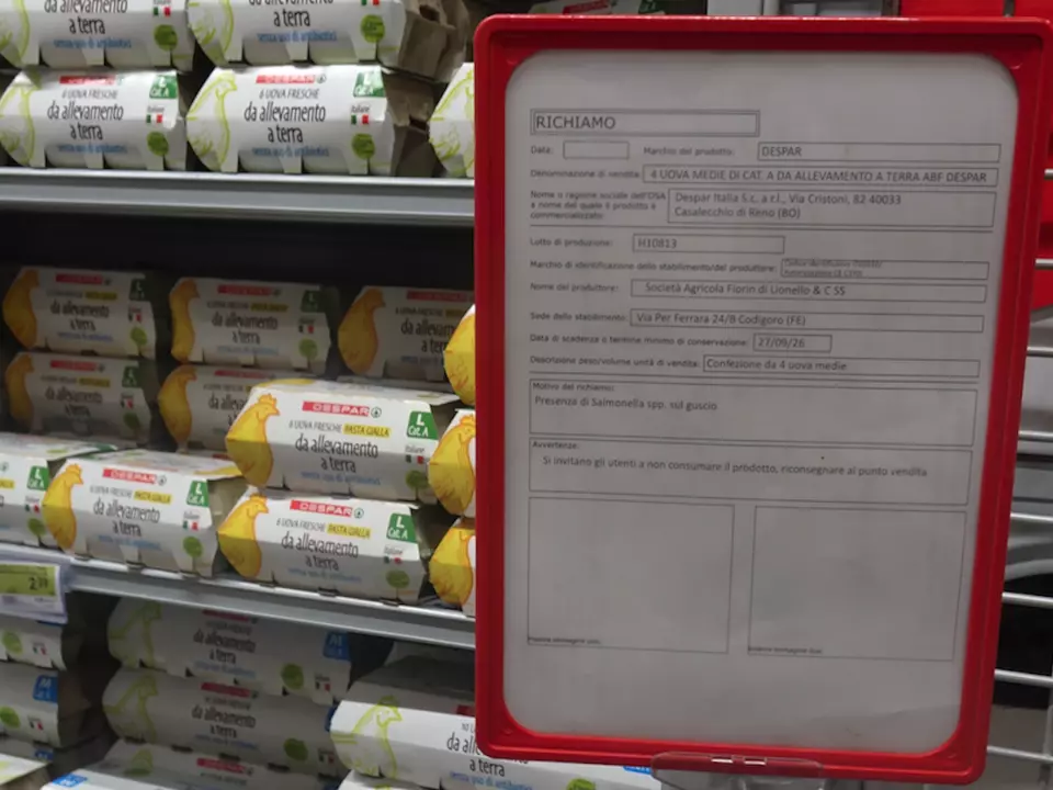 Einsprachiger Rückruf Salmonellengefahr